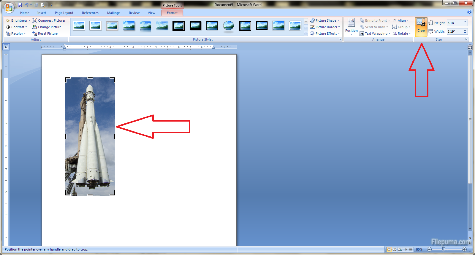 Crop photo in Word 2007 3