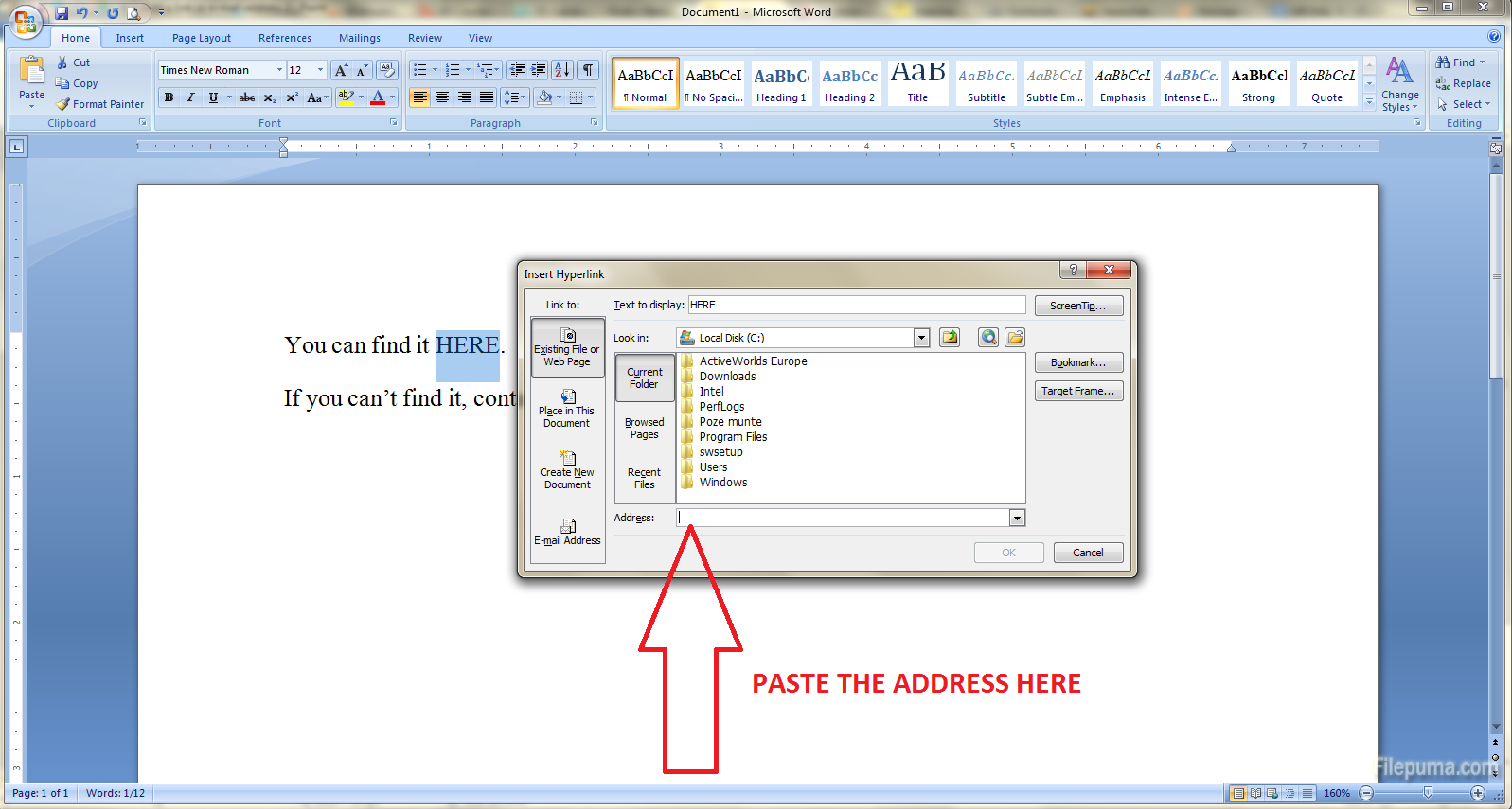 Add a link or e-mail address 3