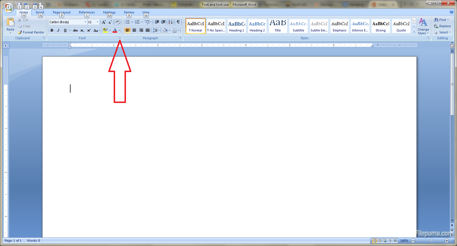 Font and font size 1